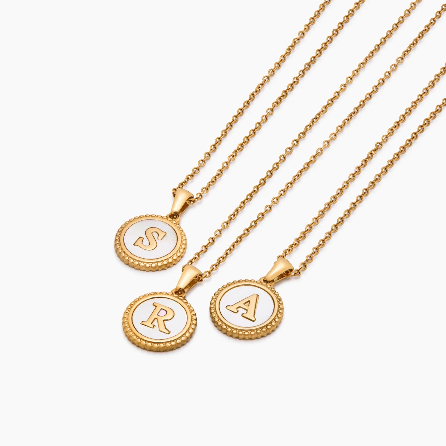 Mother of Pearl Initial Pendant Necklace | 18K Gold-Plated | 16mm MOP Pendant