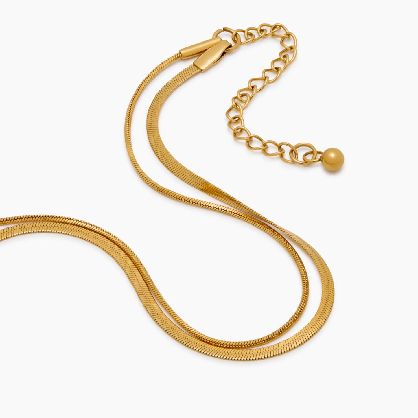 Double Snake Chain Layered Bracelet | Gold-Plated | Two-Chain Stack