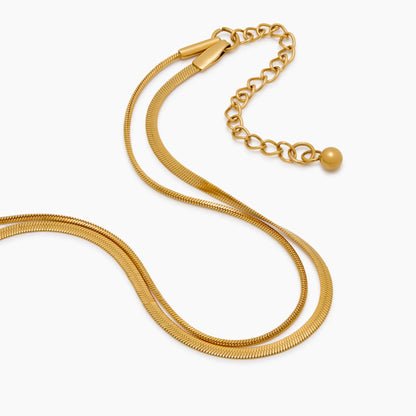 Double Snake Chain Layered Bracelet | Gold-Plated | Two-Chain Stack