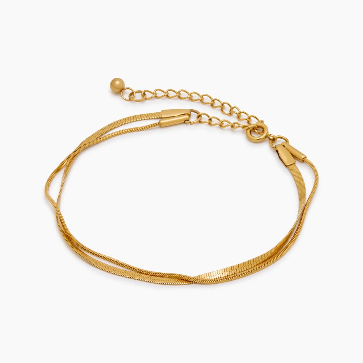 Double Snake Chain Layered Bracelet | Gold-Plated | Two-Chain Stack