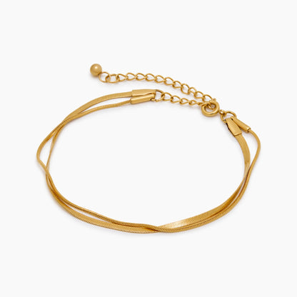 Double Snake Chain Layered Bracelet | Gold-Plated | Two-Chain Stack