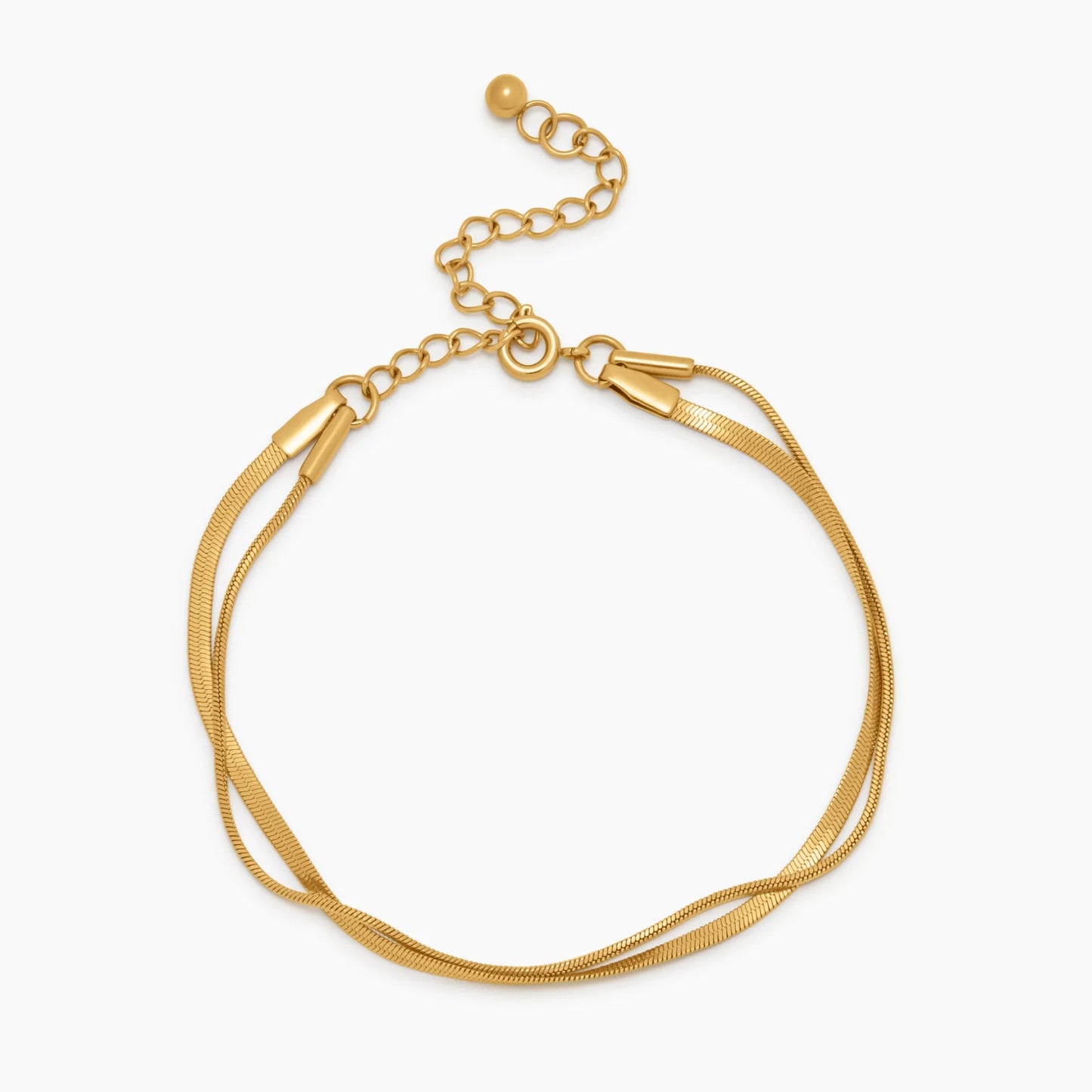 Double Snake Chain Layered Bracelet | Gold-Plated | Two-Chain Stack