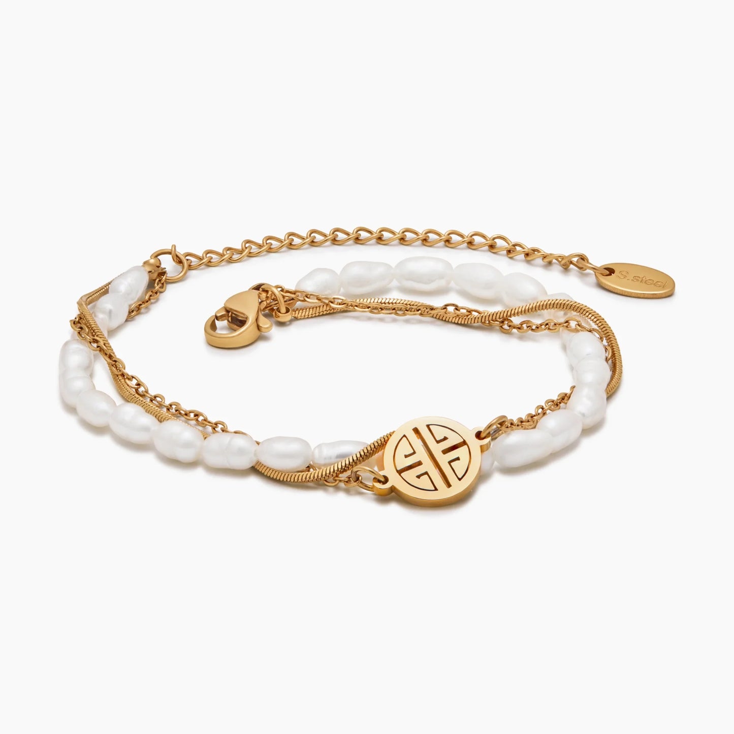 Sunshine Layered Pearl & Gold Bracelet | Gold-Plated | Pearl & Gold Stack