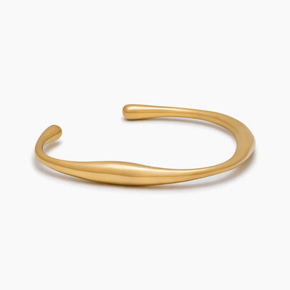 Dune Gold Cuff Bracelet | Gold-Plated | Wave-Curve Open Cuff