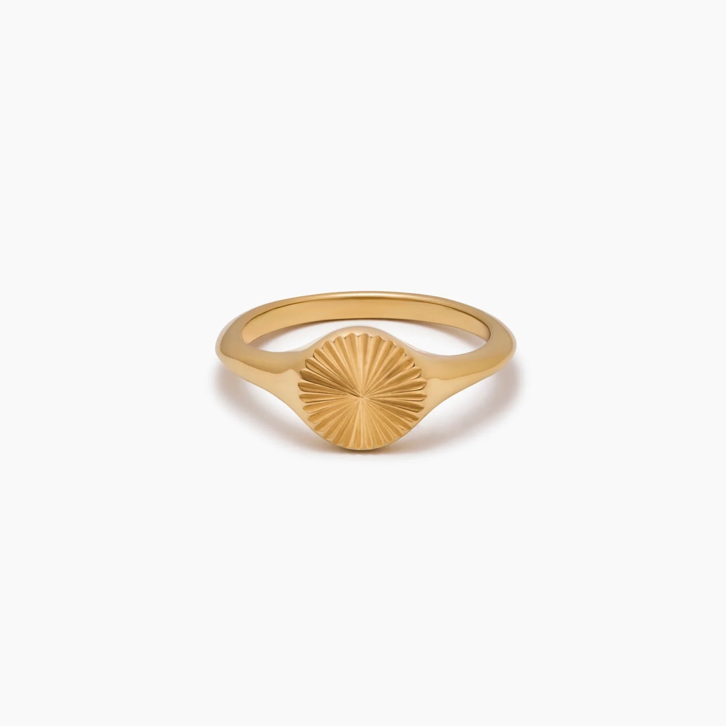 Sunburst Signet Ring | Gold-Plated | Engraved Sunburst Detail