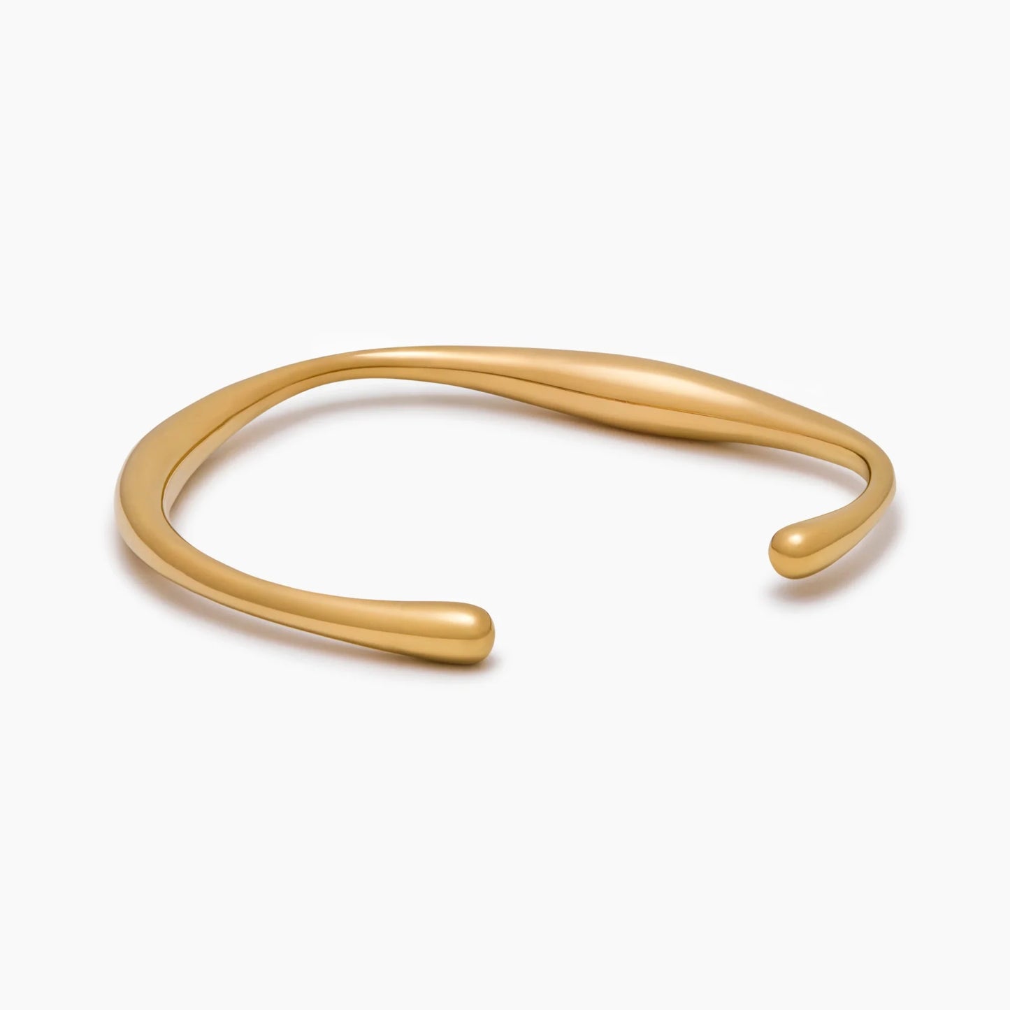 Dune Gold Cuff Bracelet | Gold-Plated | Wave-Curve Open Cuff