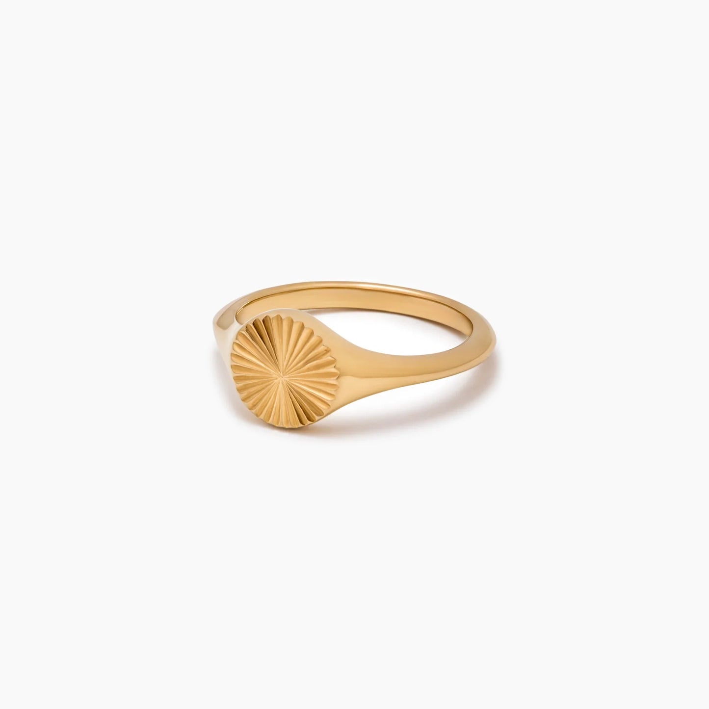 Sunburst Signet Ring | Gold-Plated | Engraved Sunburst Detail