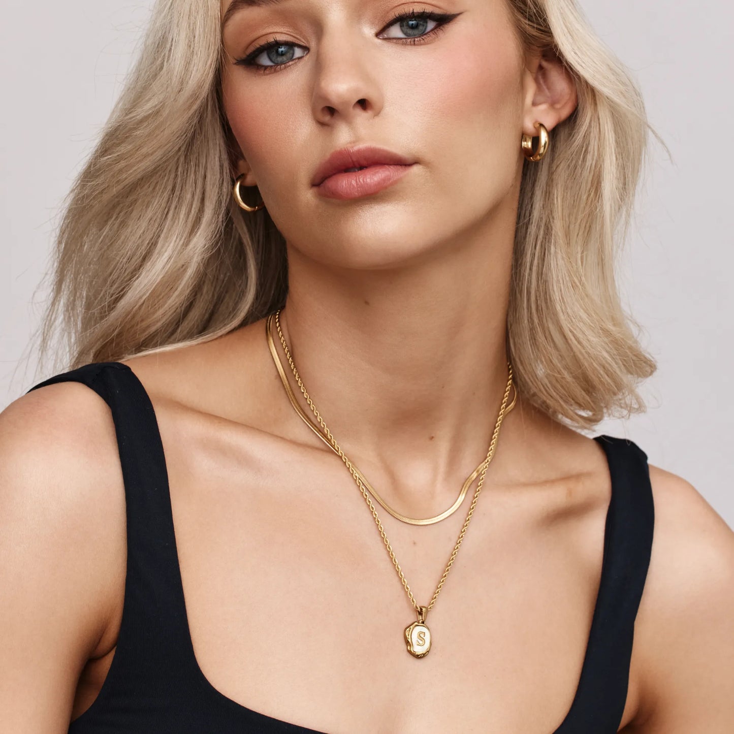 Pearl Initial Pendant Necklace | 18K Gold-Plated | MOP Backdrop Initial