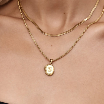 Pearl Initial Pendant Necklace | 18K Gold-Plated | MOP Backdrop Initial