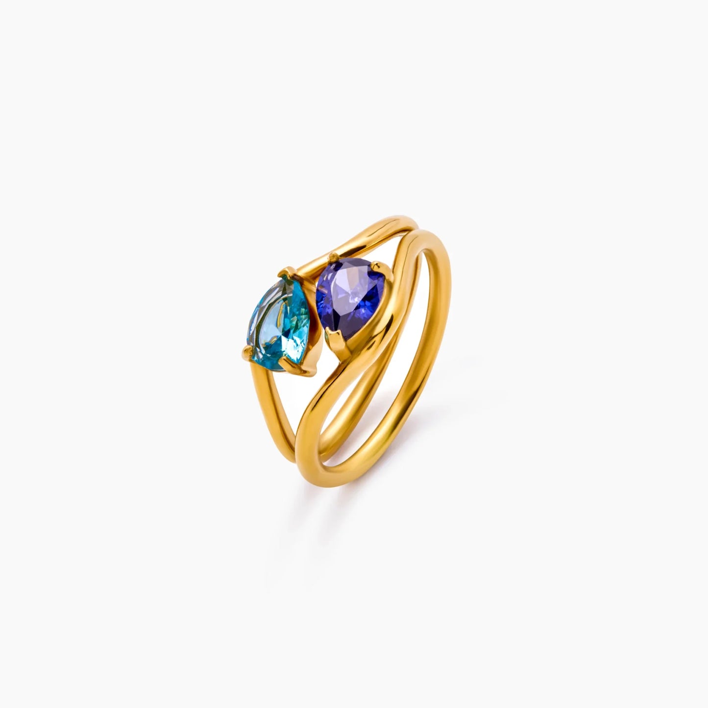 The Promise Birthstone Ring | 18K Gold-Plated Stainless Steel | Sideways Pear-Cut Stone