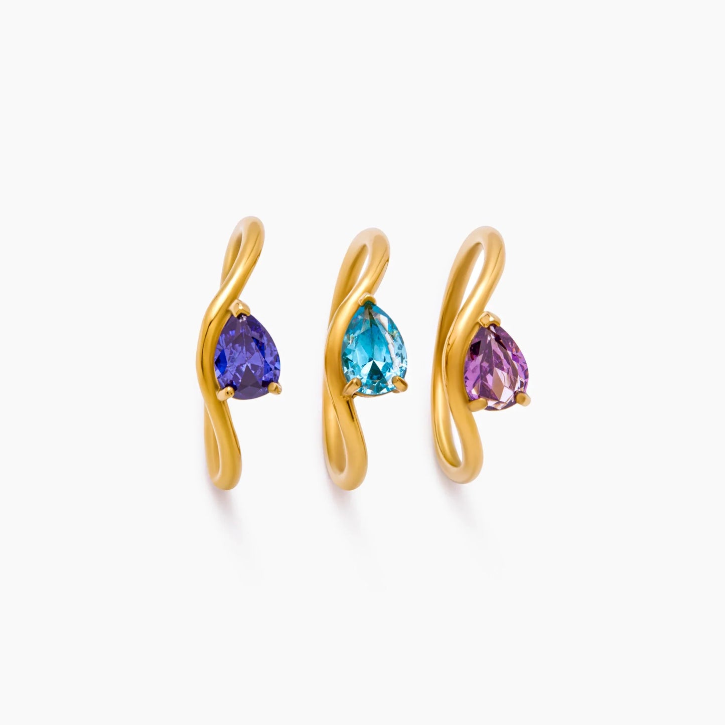 The Promise Birthstone Ring | 18K Gold-Plated Stainless Steel | Sideways Pear-Cut Stone