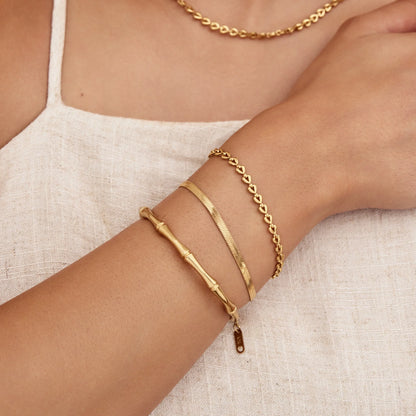 Snake Chain Bracelet | Gold-Plated | 3mm Flat Snake Chain