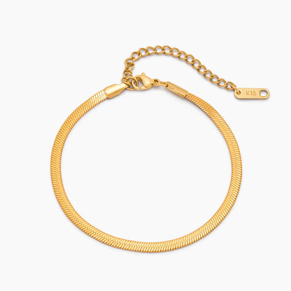 Snake Chain Bracelet | Gold-Plated | 3mm Flat Snake Chain