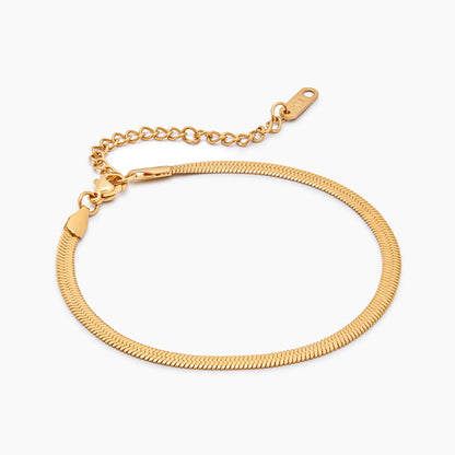 Snake Chain Bracelet | Gold-Plated | 3mm Flat Snake Chain