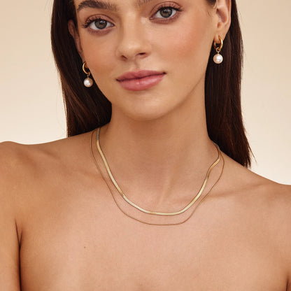 Double Snake Chain Layered Necklace | Gold-Plated | Two Snake Chains