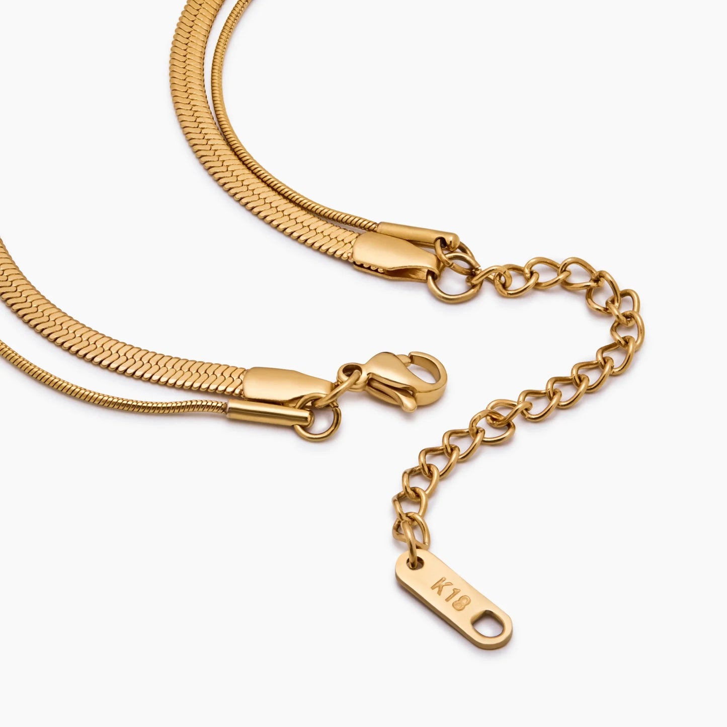 Double Snake Chain Layered Necklace | Gold-Plated | Two Snake Chains