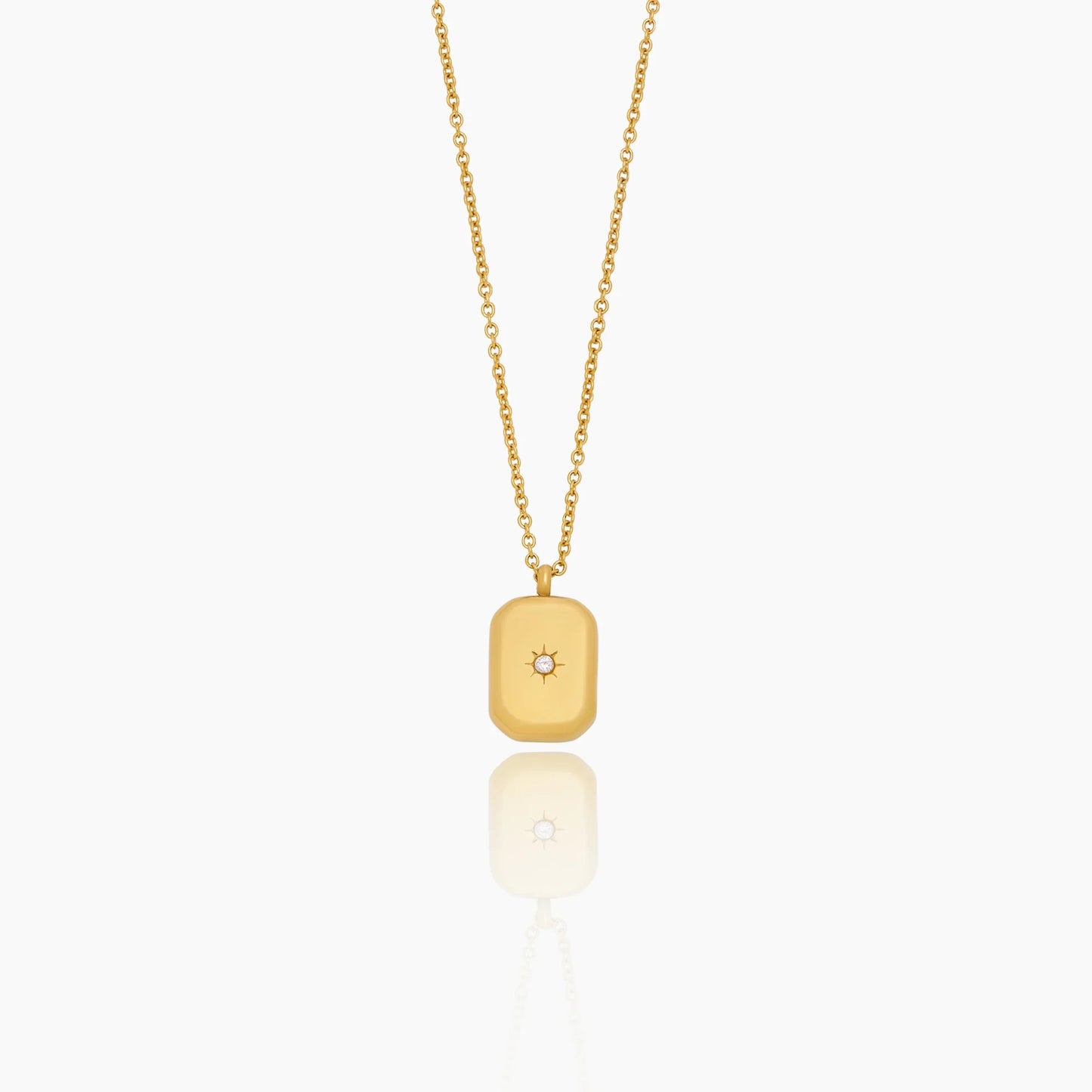Stella Pendant Necklace | Gold-Plated | Polished Pendant & Crystal Stone