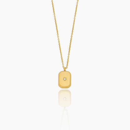 Stella Pendant Necklace | Gold-Plated | Polished Pendant & Crystal Stone