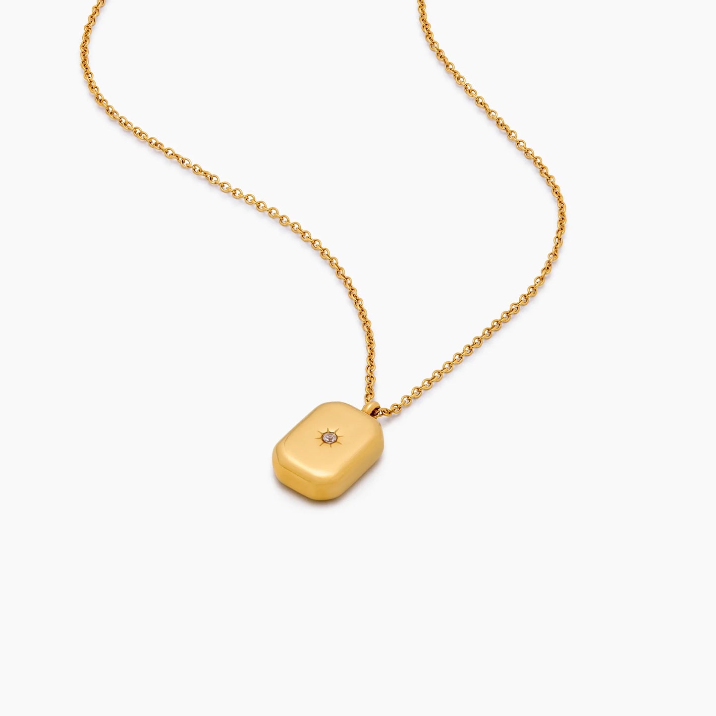 Stella Pendant Necklace | Gold-Plated | Polished Pendant & Crystal Stone