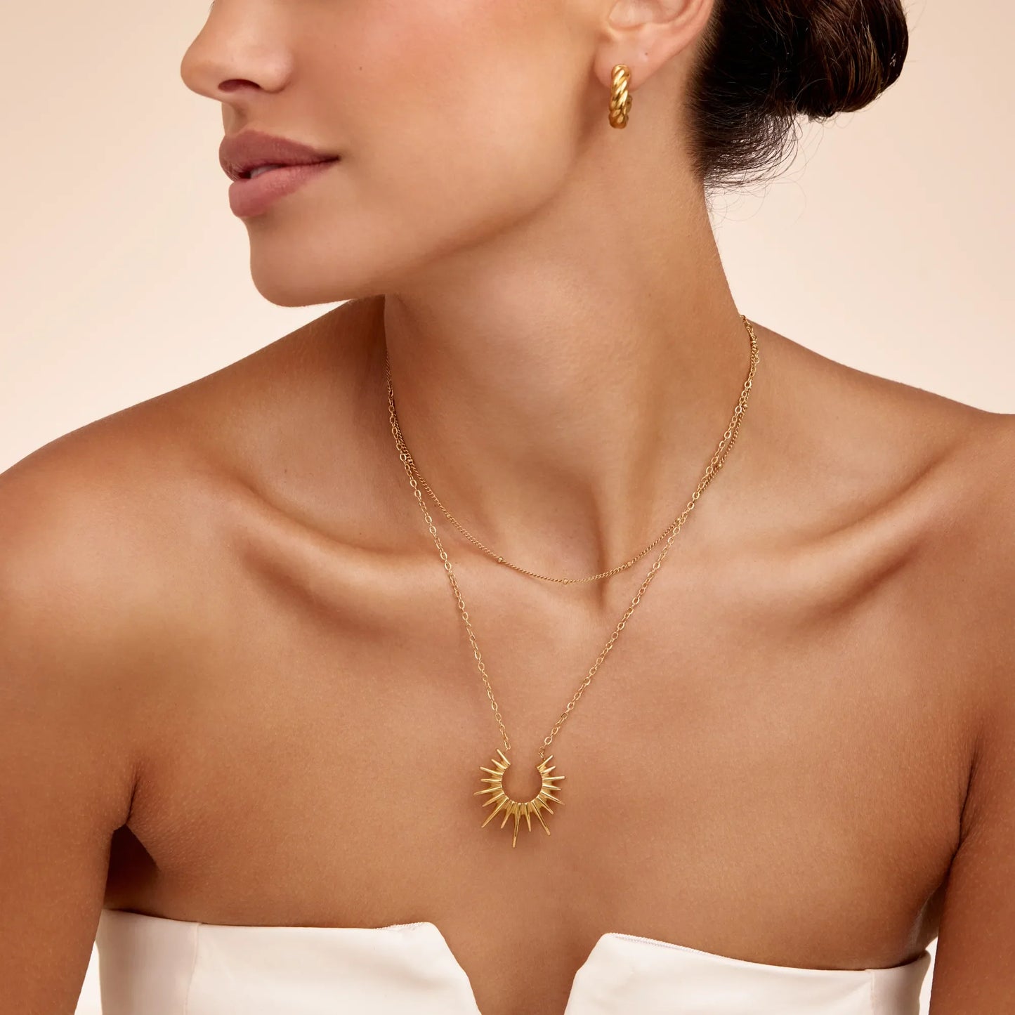 Helia Sunburst Necklace | 18K Gold-Plated Stainless Steel | Sunburst Pendant