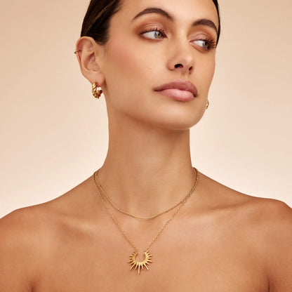 Helia Sunburst Necklace | 18K Gold-Plated Stainless Steel | Sunburst Pendant