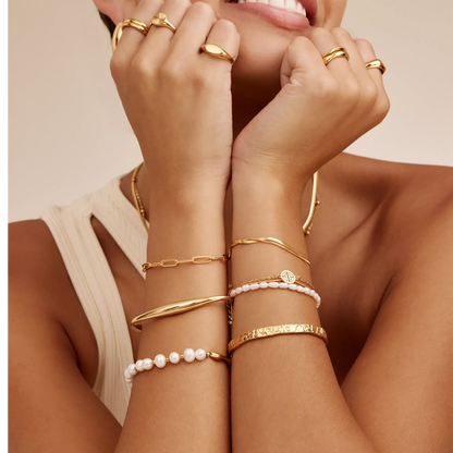 Double Snake Chain Layered Bracelet | Gold-Plated | Two-Chain Stack