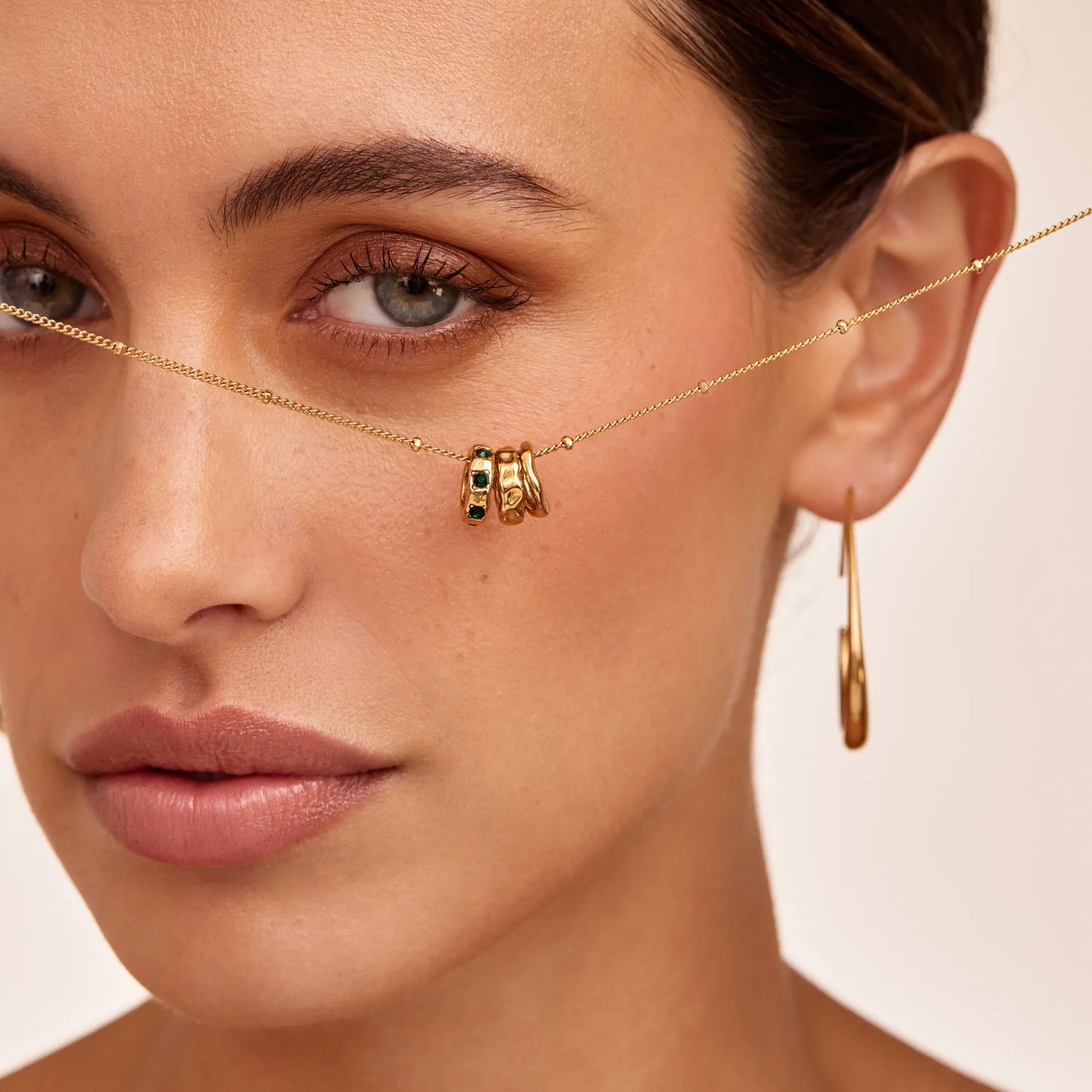 Amara Trio Pendant Necklace | Gold-Plated | Triple Ring Pendant