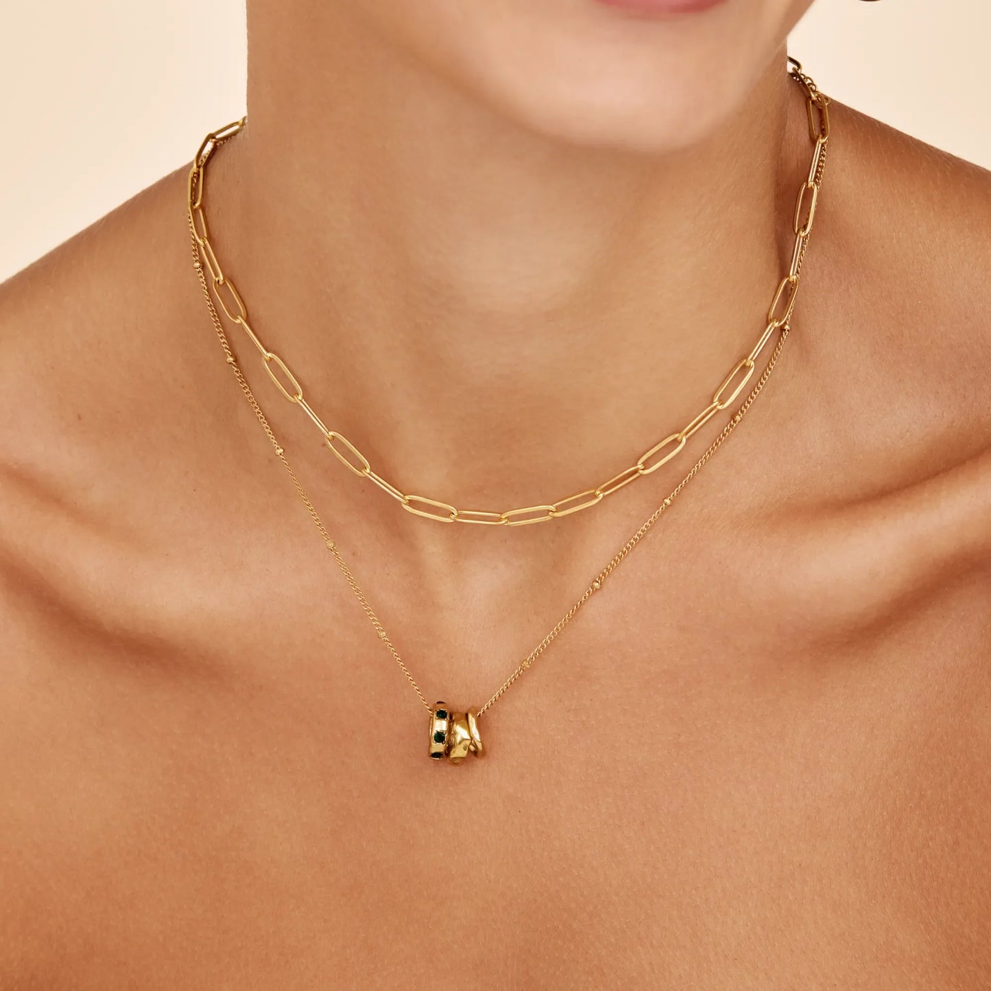 Amara Trio Pendant Necklace | Gold-Plated | Triple Ring Pendant