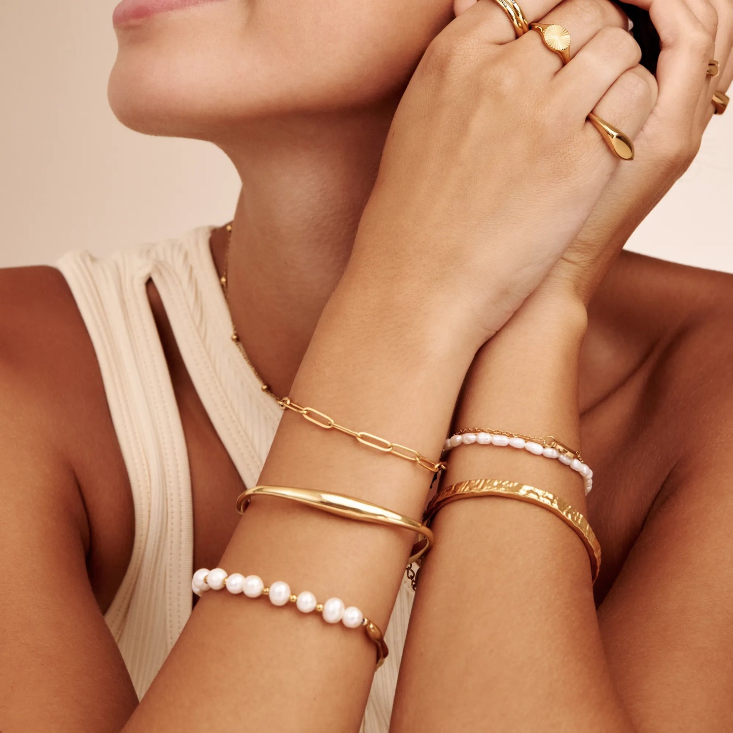 Dune Gold Cuff Bracelet | Gold-Plated | Wave-Curve Open Cuff