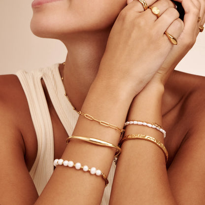 Dune Gold Cuff Bracelet | Gold-Plated | Wave-Curve Open Cuff