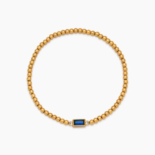 Gold Beaded Birthstone Bracelet | 18K Gold-Plated | Personalized Birth Month Jewelry