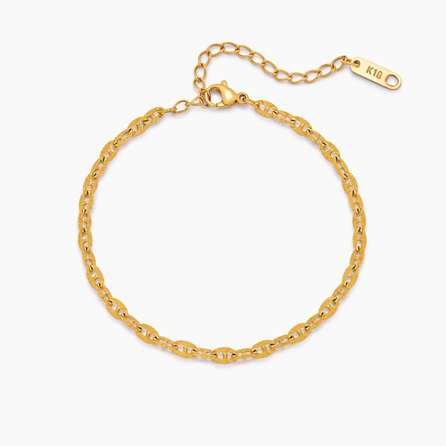 Bold Sequin Chain Bracelet | 18K Gold-Plated Stainless Steel | Flat Sequin Links