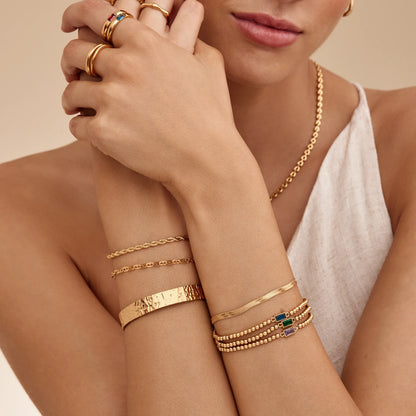 Bold Sequin Chain Bracelet | 18K Gold-Plated Stainless Steel | Flat Sequin Links