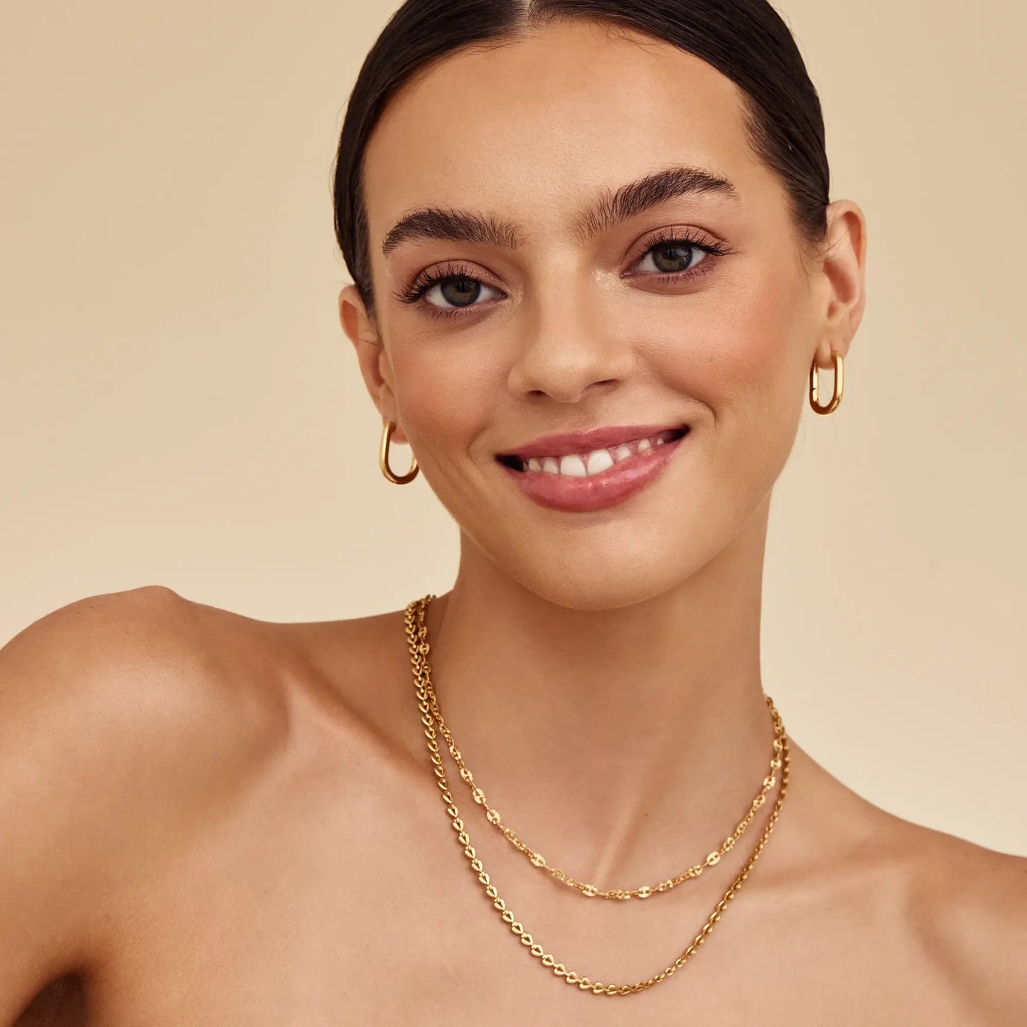 Bold Sequin Chain Necklace | Gold-Plated | Sequin Disc Links