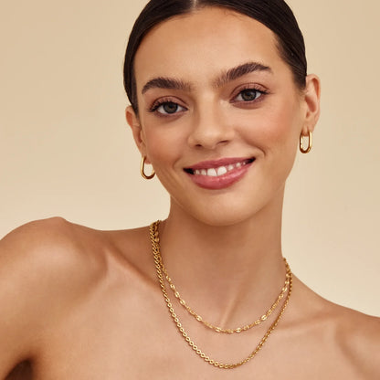 Bold Sequin Chain Necklace | Gold-Plated | Sequin Disc Links