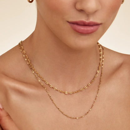 Bold Sequin Chain Necklace | Gold-Plated | Sequin Disc Links