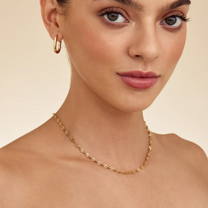 Bold Sequin Chain Necklace | Gold-Plated | Sequin Disc Links