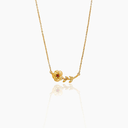 Dainty Birthflower Necklace | Gold-Plated | Birth Month Flower Pendant