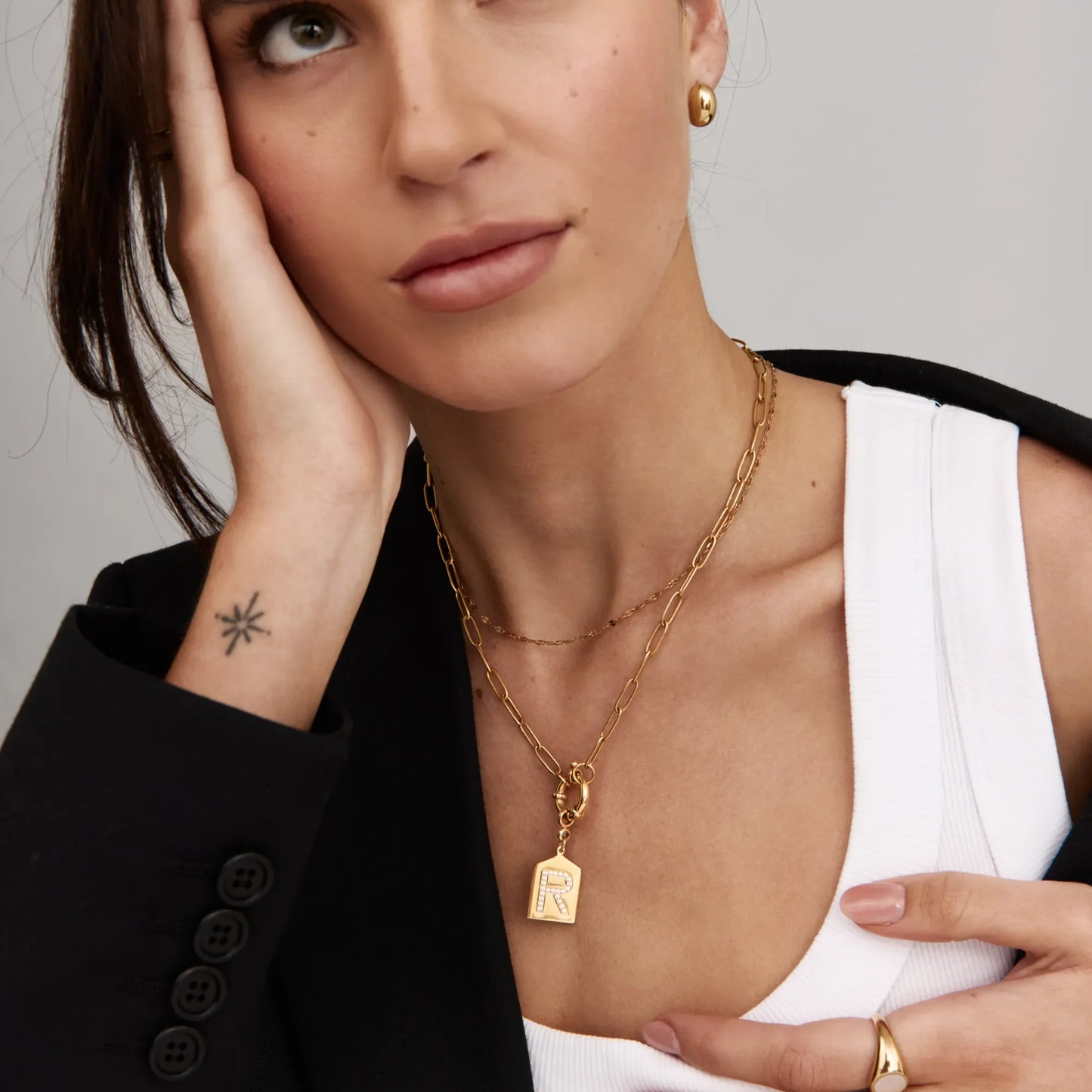 Pavè Initial Pendant Necklace | 18K Gold-Plated | Pavé Stone Initial