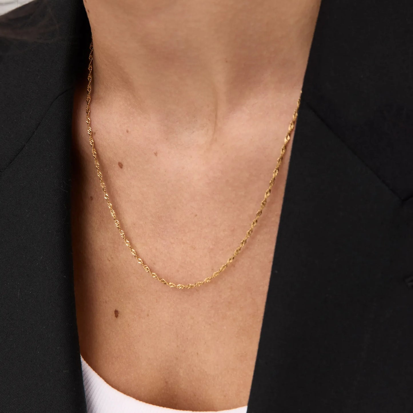Singapore Chain Necklace | Gold-Plated | Twisted Singapore Link