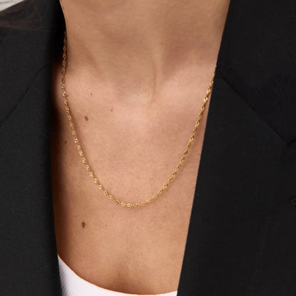 Singapore Chain Necklace | Gold-Plated | Twisted Singapore Link