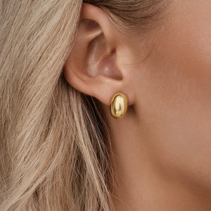 Ella Dome Studs | Gold-Plated | 13mm x 9mm Dome Stud