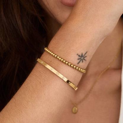 Crystal Heart Bangle | Gold-Plated | Heart-Set Stones, 57mm Bangle
