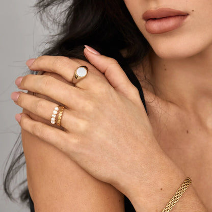 Mini Pearl Row Ring | Gold-Plated | 5 Freshwater Pearls