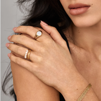 Mother of Pearl Ring | Gold-Plated | Iridescent MOP Face