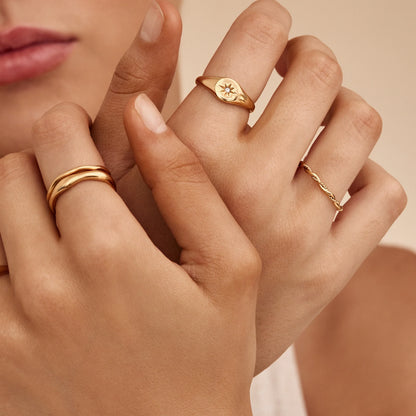 Dainty Double Twist Ring | Gold-Plated | Two Entwined Bands