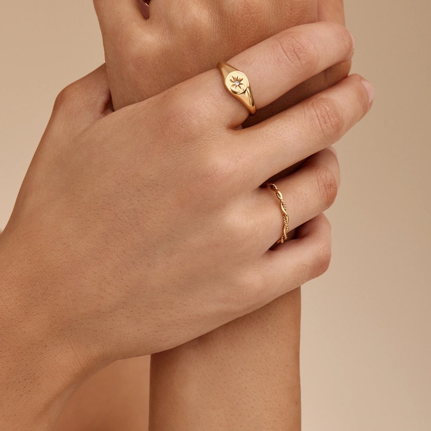 Dainty Double Twist Ring | Gold-Plated | Two Entwined Bands