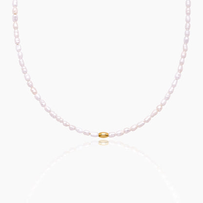 Essential Pearl Choker Necklace | Gold-Plated | Pearl Choker & Gold Bead Center
