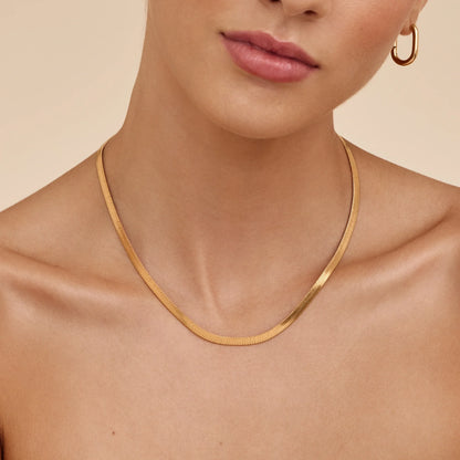 Snake Chain Necklace | 18K Gold-Plated | 4mm Flat Snake Chain