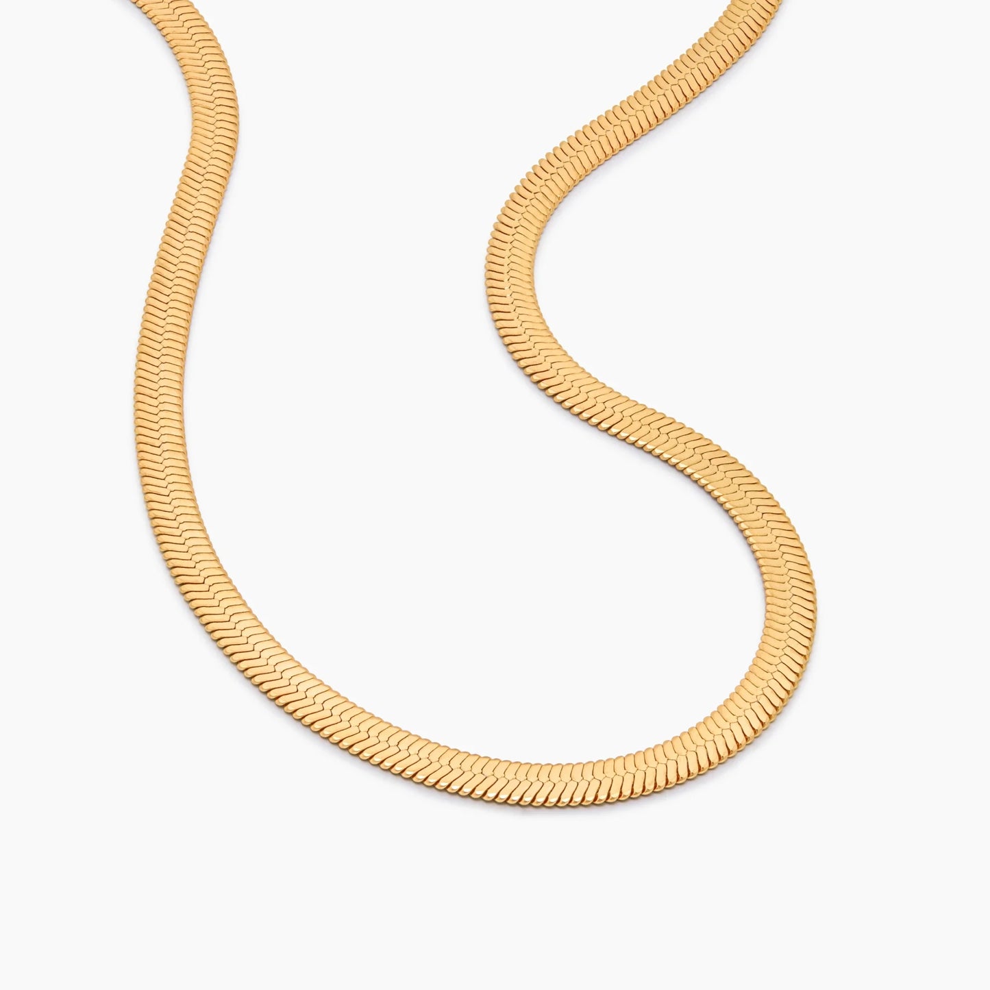 Snake Chain Necklace | 18K Gold-Plated | 4mm Flat Snake Chain